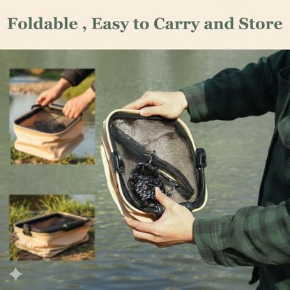 Collapsible Fishing Bucket 2.11 Gallon/8L - Portable Folding Live Bait Bucket with Aerator Pocket, Rope & Net for Live Fish & Shrimp, Kayak, Camping, Hiking (Small) - size: 2.11 Gallon (8L)