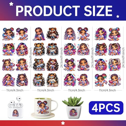 UV DTF Cup Wrap Transfer Stickers Rub On Transfers 4 Sheets Puerto Rico Gril Tumblers Water Bottles Mugs Glasses Cups