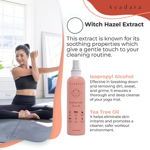 Ayadara Yoga Mat Cleaner Spray, Cleaning Spray for Yoga Accessories, All Purpose Mat Spray for Gym Equipment, Workout Mat Spray With Tea Tree Oil, Yoga Mat Spray Cleaner, 1000 Sprays per Bottle 2-Pack