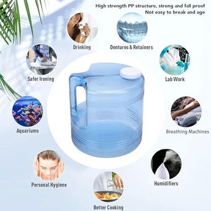 4L Water Plastic Carafe for Distiller PP Distilled Water Replacement Collection Bottle Distiller Water Container for Home Beauty Countertop