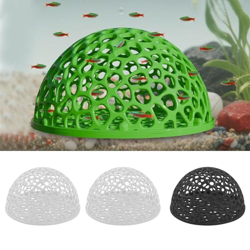 4 PCS Shrimp Dome Hide, Betta Fish Hideout Fish Tank Porous Cave Shelter, Aquarium Decor for Small Fish, Guppy, Shrimp Hiding & Resting (Black, White, Green)
