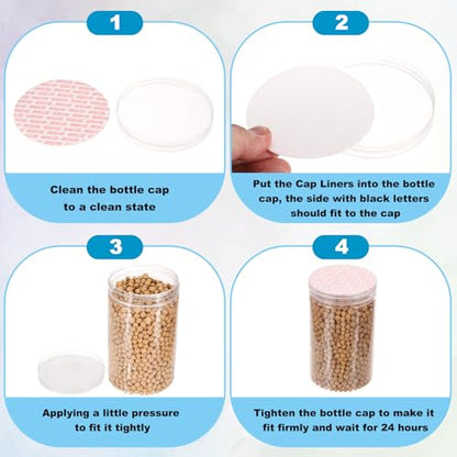 PATIKIL 20/24/28/30/38mm/0.79/0.95/1.1/1.18/1.5" Foam Lid Liner, 500pcs Adhesive Round PS Pressure Sensitive Seals for Plastic Glass Jar Bottle Cap Canning Vials Seals Red Text, White - size: 0.79/0.95/1.1/1.18/1.5 Inch