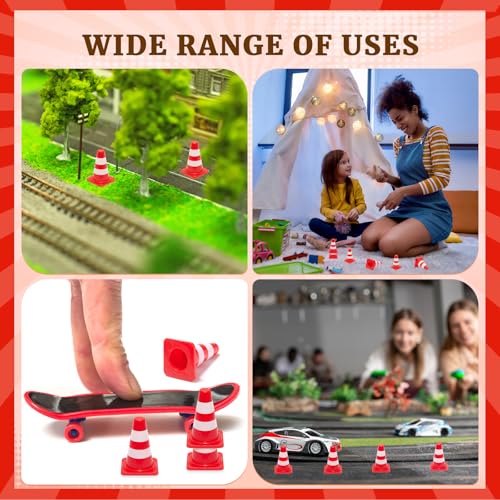 Soulchen 150 Pcs 1" Mini Traffic Cones Miniature Barricades Toys,Red - color: Red