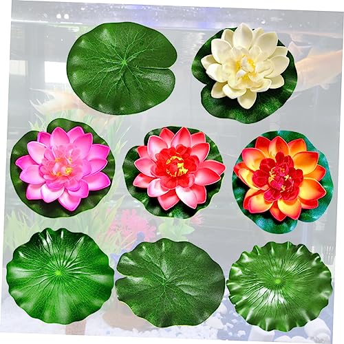 Cabilock 2sets Realistic Water Lily and Lotus Decorations for Pool and Garden Includes Artificial Lily Pads and Leaves for Stunning Aquatic Displays