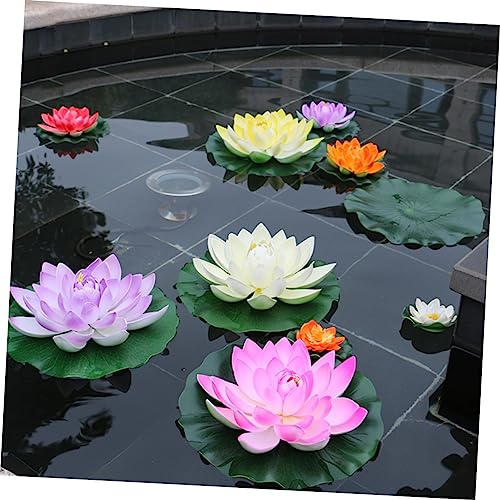 Cabilock 2sets Realistic Water Lily and Lotus Decorations for Pool and Garden Includes Artificial Lily Pads and Leaves for Stunning Aquatic Displays