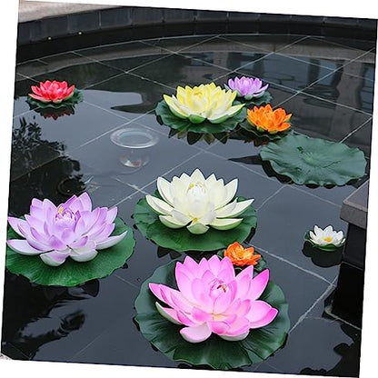 Cabilock 2sets Realistic Water Lily and Lotus Decorations for Pool and Garden Includes Artificial Lily Pads and Leaves for Stunning Aquatic Displays