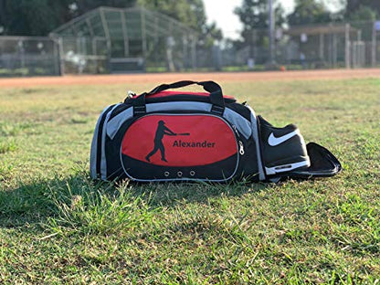 Personalized SportS Duffel Bag With Custom Name & Text - Lacrosse - color: Red, style: Lacrosse