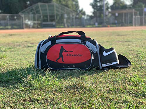 Personalized SportS Duffel Bag With Custom Name & Text - Baseball - color: Red, style: Baseball
