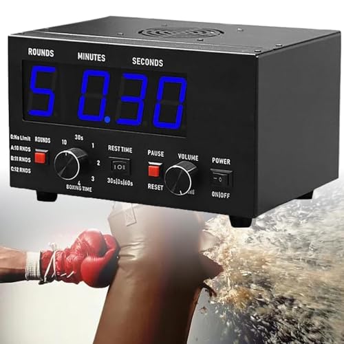 Professional Boxing Interval Timer with LED Display - Customizable 1-12 Challenge Rounds, Adjustable Buzzer, 30s-10min Workout Durations & 0/30/60s Rest Settings for Gymnastics(Blue) - color: Blue