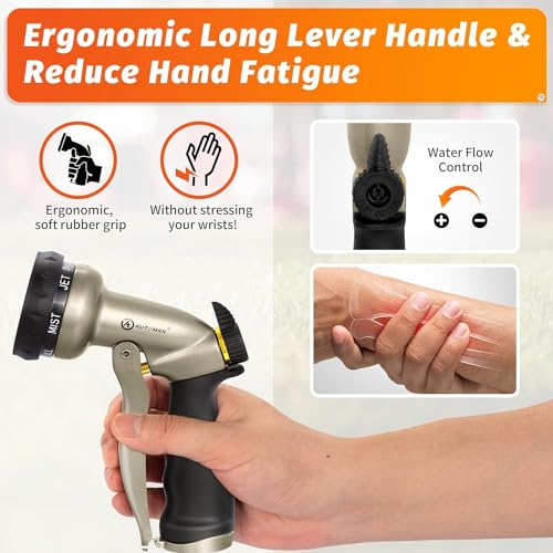 AUTOMAN Garden Hose Nozzle-7 Patterns Sprayer-2 Pack, Metal High Pressure Spray Nozzle, Heavy Duty Labor-Saving Design Water Hose Nozzle for Garden Watering, Car Washing, Window Cleaning, Pets Bathing - color: Metalic Sand ×2