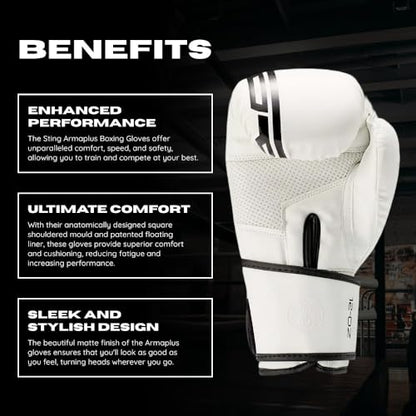 STING Armaplus Boxing Gloves - color: White, size: 10 Oz