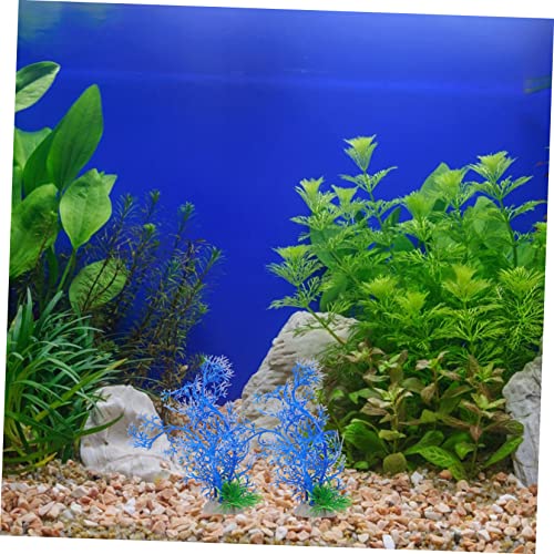 balacoo 5pcs Artificial Aquarium Water Plants Faux Grass Decor for Fish Tank Non-Fading No Deform Plastic Aquatic Plants Base for Easy Setup