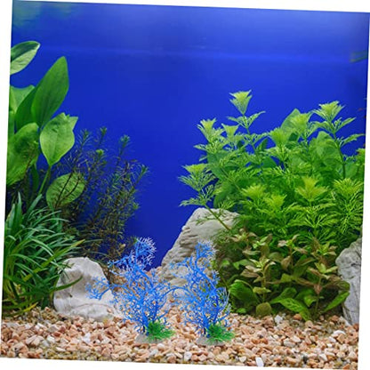 balacoo 5pcs Artificial Aquarium Water Plants Faux Grass Decor for Fish Tank Non-Fading No Deform Plastic Aquatic Plants Base for Easy Setup