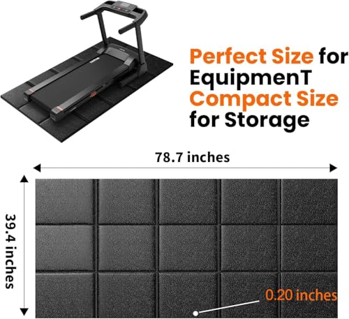 THAILE Treadmill Mat, 79" x 39" x 5mm, Carpet & Hardwood Floor Protector - size: 79"L x 39"W x 0.2"Th