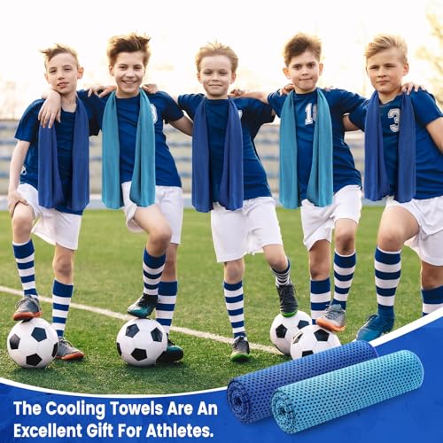 Hosuly 100 Pack Cooling Towels, 40"x12" - color: Dark Blue and Light Blue