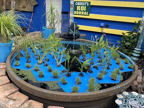 BEEMATS ECOISLE Floating Hydroponic Growing System, 7-Plant Capacity, Hexagonal Design with Aerated Pots, Water Garden Filter (7)