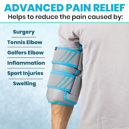 Vive Elbow Ice Pack Wrap - Ultra Cold Gel Ice Pack for Injuries Reusable | Elbow Support Compression for Cold/Hot Therapy - Adjustable for Men/Women, Sports Recovery, Arthritis, Tendonitis Pain Relief - style: Ice Pack