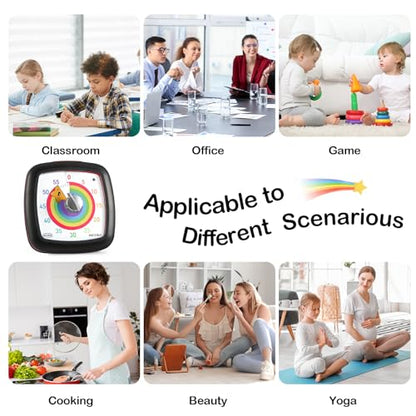 Secura 60-Minute Visual Timer, Silent Study Timer for Kids and Adults - color: Black & Star