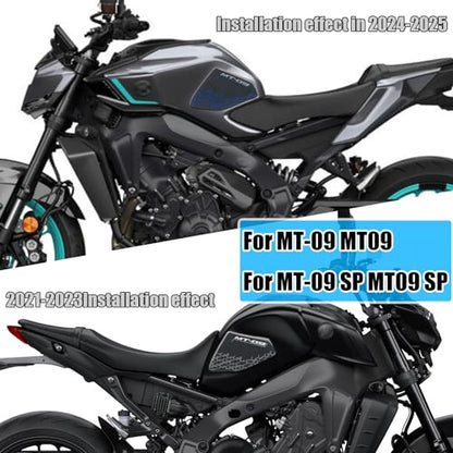 For MT-09 MT09 SP MT 09 SP 2025 Non-slip carbon fiber texture bottom side fuel tank stickers 3D embossed rubber fuel tank pads fuel tank knee pads mt09 mt-09 sp 2021-2025 motorcycle accessories (blue) - color: Blue