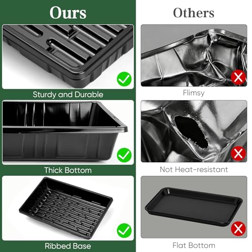 Upgraded 20 Pack Plant Growing Trays Seed Starting Tray Microgreens Growing Trays Seedling Plant Germination Starter Tray Transplant Fodder Flats, No Holes, No Leakage, Reusable (1015) - size: 1015