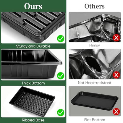 Upgraded 20 Pack Plant Growing Trays Seed Starting Tray Microgreens Growing Trays Seedling Plant Germination Starter Tray Transplant Fodder Flats, No Holes, No Leakage, Reusable (1015) - size: 1015