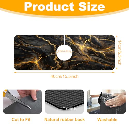 2 Pack Faucet Mat for Kitchen Sink Splash Guard Bathroom 15.5"X5.5"