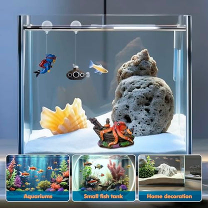 3Pcs Small Fish Tank Decor: Octopus Decorations and Floating Fish Tank Decoration for Small Aquariums