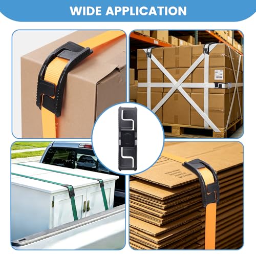 EXVITAL Edge Corner Protectors Small for Shipping and Moving, Flatbed Edge Protectors, Tie Down Strap Protectors for up to 1" Straps, Flatbed, Pallets & Moving 12 Pack Black