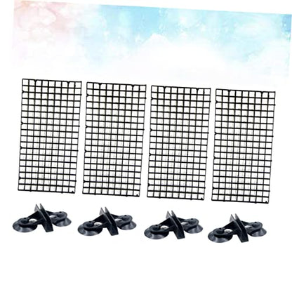 ORFOFE 30x15cm Grid Divider for Fish Tank Spliced Lattice Plate Aquarium Supplies 4 Suction Cups - color: Black