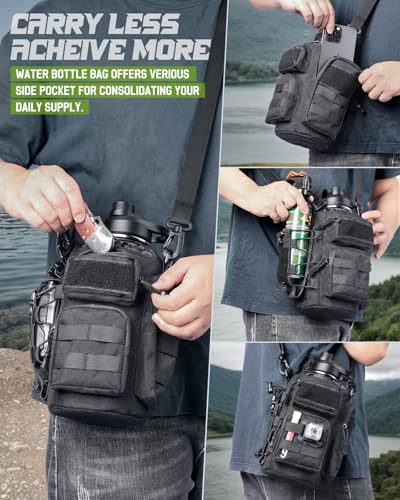 RXW 64oz Insulated Water Bottle Half Gallon Water Jug with Sleeve Tactical - color: Black