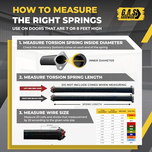 Garage Door Torsion Spring Replacement 2" Pair 262x2x36 with Winding Bars, 1" Steel Bearing, Gloves & Wrench Precision E-Coating Heavy Duty 5-Year Warranty Min 30,000 Cycles