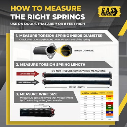 Garage Door Torsion Spring Replacement 2" Pair 262x2x36 with Winding Bars, 1" Steel Bearing, Gloves & Wrench Precision E-Coating Heavy Duty 5-Year Warranty Min 30,000 Cycles