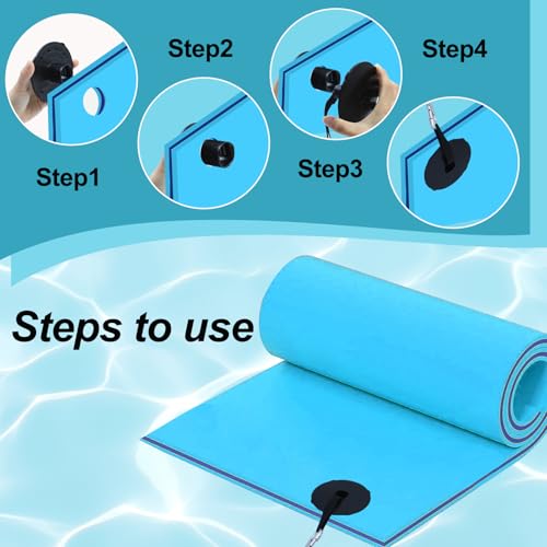 Wenfan Floating Water Mat Tether Kit Lily Pad Tether Floating Mat Straps Tether and Grommet Kit Foam Water Pad Tether and 118 Inch Bungee Cord for All Foam Water Pads