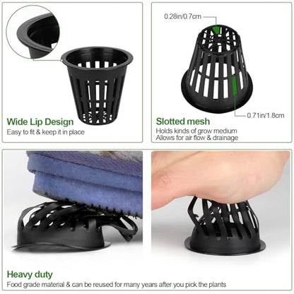 25-Pack 3-Inch Net Cups with 20 Plant Labels - Perfect for Aquaponics, Mason Jar Hydroponics, Kratky Method, and Orchid or Vegetable Gardening - Durable Slotted Mesh Insert for Optimal Growth