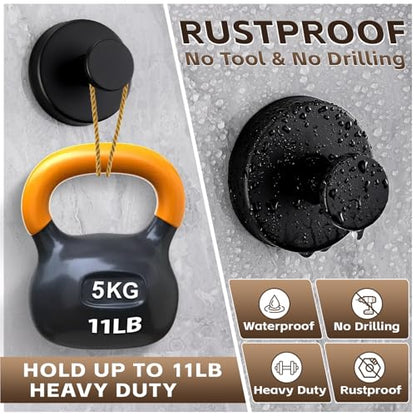 Suction Cup Hooks for Shower,Stainless Steel Towel Hooks No Drill - color: Matte Black
