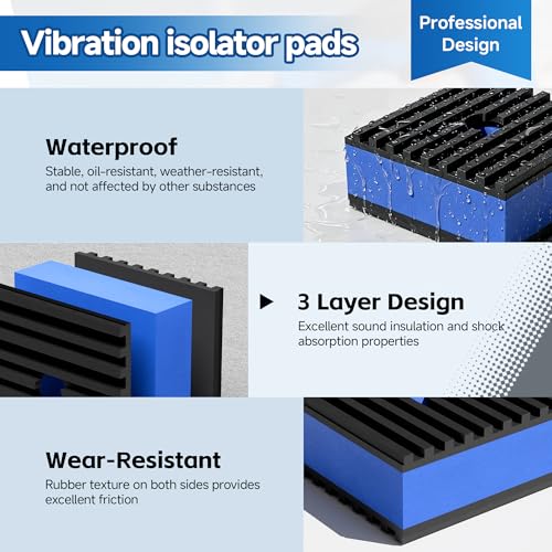 2" X 2" Anti Vibration Pads,Vibration Isolator Pads for Air Compressor,Mechanical Vibration Damping Pads for washing machine,Pre-Drill Hole Rubber Isolation Pads for Heavy Duty Rubber(4 Pcs)