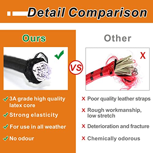 BEXSLE Bungee Cords with Hooks, Heavy Duty Outdoor Elastic Bungee Straps，No Odour Industrial Grade Bungee Rope for Securing Tarps, Luggage,Tents, Bikes or Garden Tidying 24in6pcs + 48in2pcs (Black) - size: 24 inches x 6 pcs + 48 inches x 2 pcs