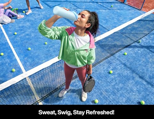 POWCAN 26 oz Insulated Water Bottle with 2-in-1 Straw Spout Lid (Mariner) - color: Mariner, size: 26 Ounces