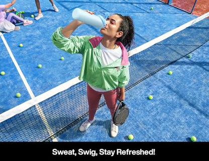 POWCAN 26 oz Insulated Water Bottle with 2-in-1 Straw Spout Lid (Mariner) - color: Mariner, size: 26 Ounces