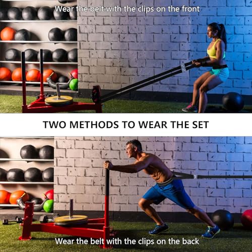 Sled Pulling Belt Set, Adjustable Waist Strap with Pulling Rope | 2Pcs Sled Tire Training Suit to Have Strength Agility Power Exercise Help to Enhance Full Body Building Indoor and Outdoor - size: 9.8ft