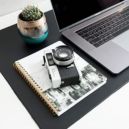 Leather Desk Mat for Keyboard and Mouse 24" x 17", Midnight Black Desk Pad, Extended Non-Slip Rectangular Keyboard Pad, Laptop and Desktop Computer Keyboard and Mouse Pad, Desk Blotter Mat