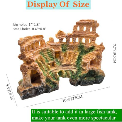 M2cbridge Aquarium Decor Antique Roman Column Ruin European Castle Underwater Landscape(Rome Colosseum) - color: Rome Colosseum