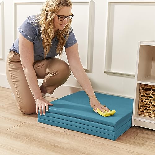 ECR4Kids SoftZone Play Patch Activity Mat Squares, Modular Playmat, Turquoise, 4-Pack - color: Turquoise