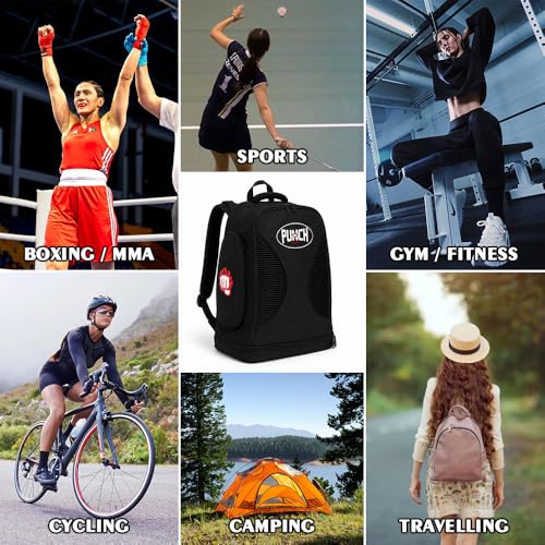 Punch Sports Gym Bag/Backpack Durable Travel Duffel Bag with Shoe Compartment, Wet Pocket & Multi Storage for Gym, Sports & Travel