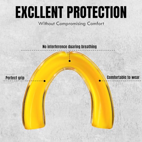 Bella Mouth Guard for Kids, Boxing, MMA, Football & Martial Arts – Shock Absorbing Sports Mouthguard for Teeth Protection – Comfortable Breathable Athletic Gum Shield for Youth Junior (Yellow, Kids)