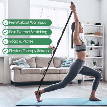 Foilswirl 8 Pack Stretch Strap Bulk Yoga Strap with 10 Loops Stretching