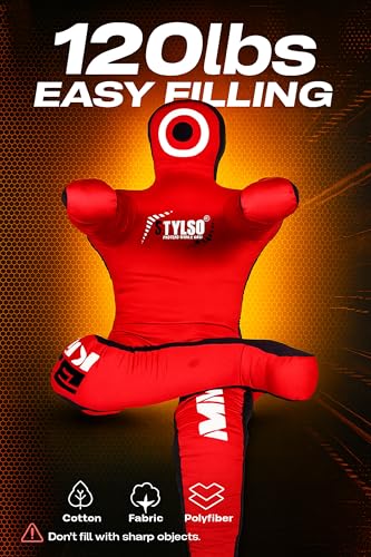 Un-Filled Grappling Dummy Wrestling Dummy Jiu Jitsu Dummy for BJJ MMA Judo Karate Practice Adult Kids - color: Red, size: 6ft / 72"