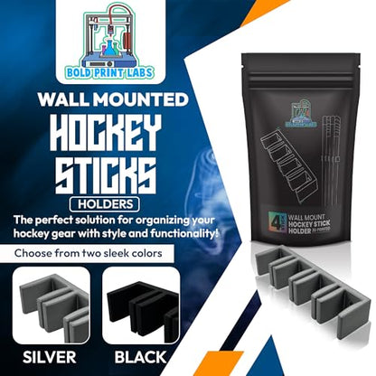 Wall Mount Hockey Stick Holder | Ice Hockey Stick Organizer (Black, 2 Stick Wall Mount) - size: 2 Stick Wall Mount