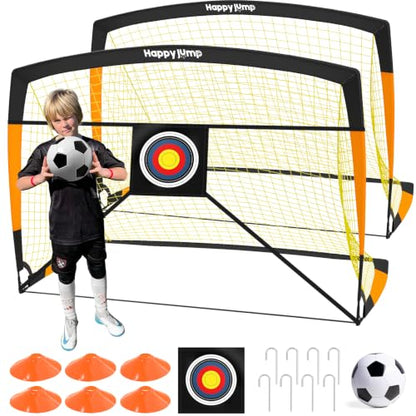 Happy Jump Kids Backyard Soccer Goals 7x5 & 5x3.6 FT, Portable Outdoor Play - size: 7x5 FT