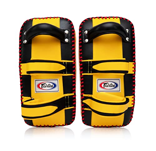 Fairtex Curved Muay Thai Pads, Kickboxing Punching Kicking Striking Shield - color: Black/Yellow, size: Standard